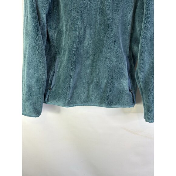 L.L. Bean Fleece T Snap Spell Out Sweatshirt Jacket Blue Green - Picture 2 of 8